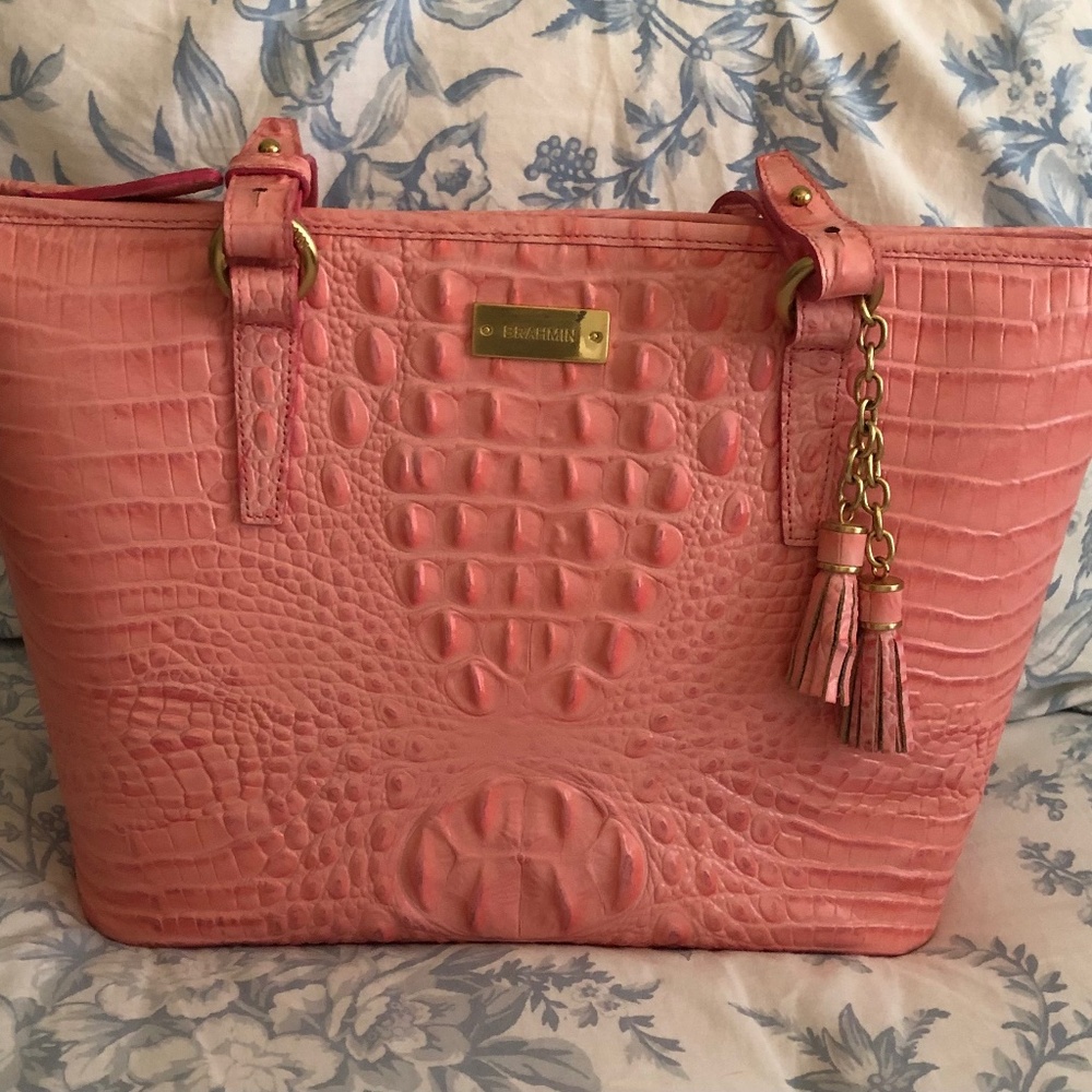 Brahmin preowned medium Asher bag, coral color